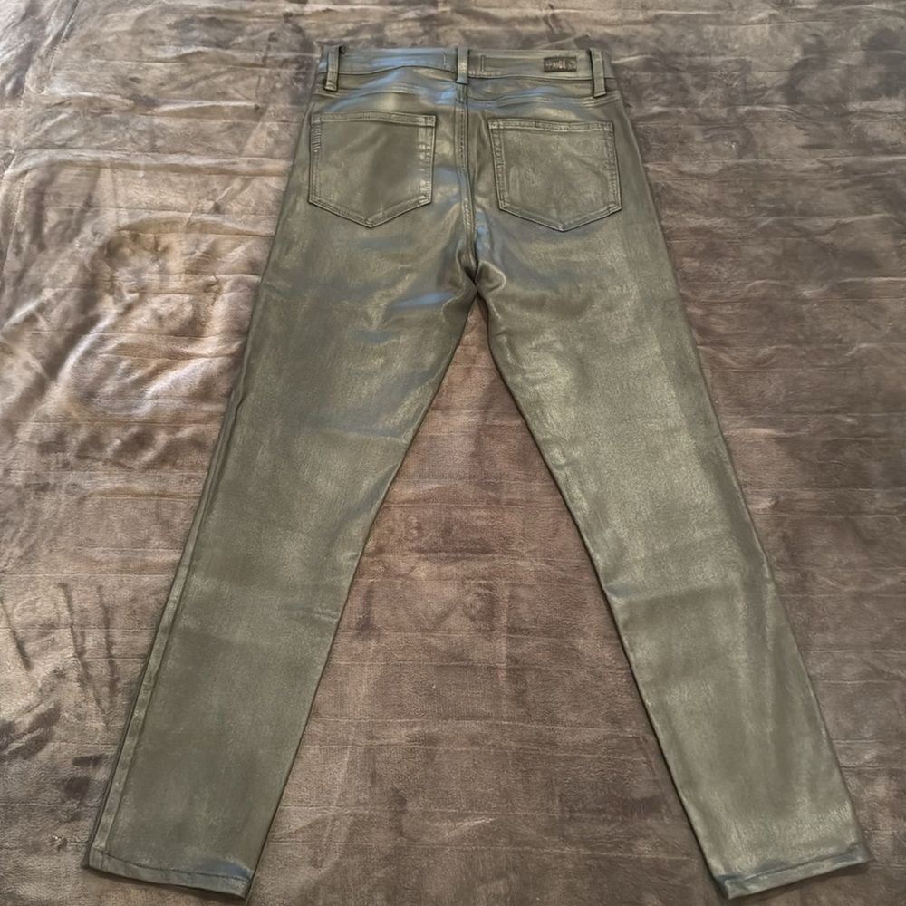 Paige Hoxton Ultra Skinny Coated Pearlized Stone Slate Gray Jeans 28 Anthro - Picture 2 of 5